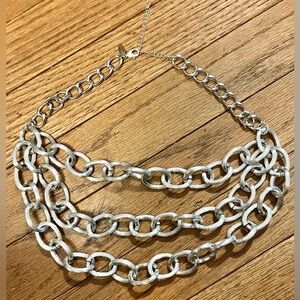 NY Etched Silvertone Aluminum Necklace